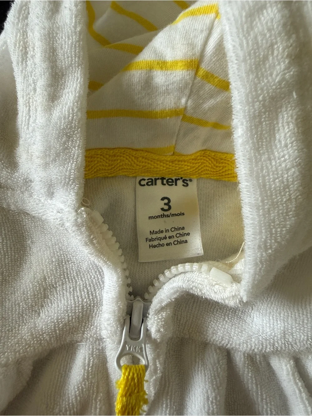Carter's White and Yellow Hooded Swim Suit Cover Up